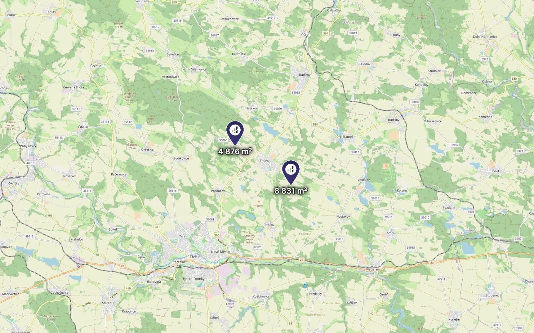 Prodej pozemku 3.427 m², Trnava, Kraj Vysočina Prodej pozemku 3.427 m², Trnava, Kraj Vysočina