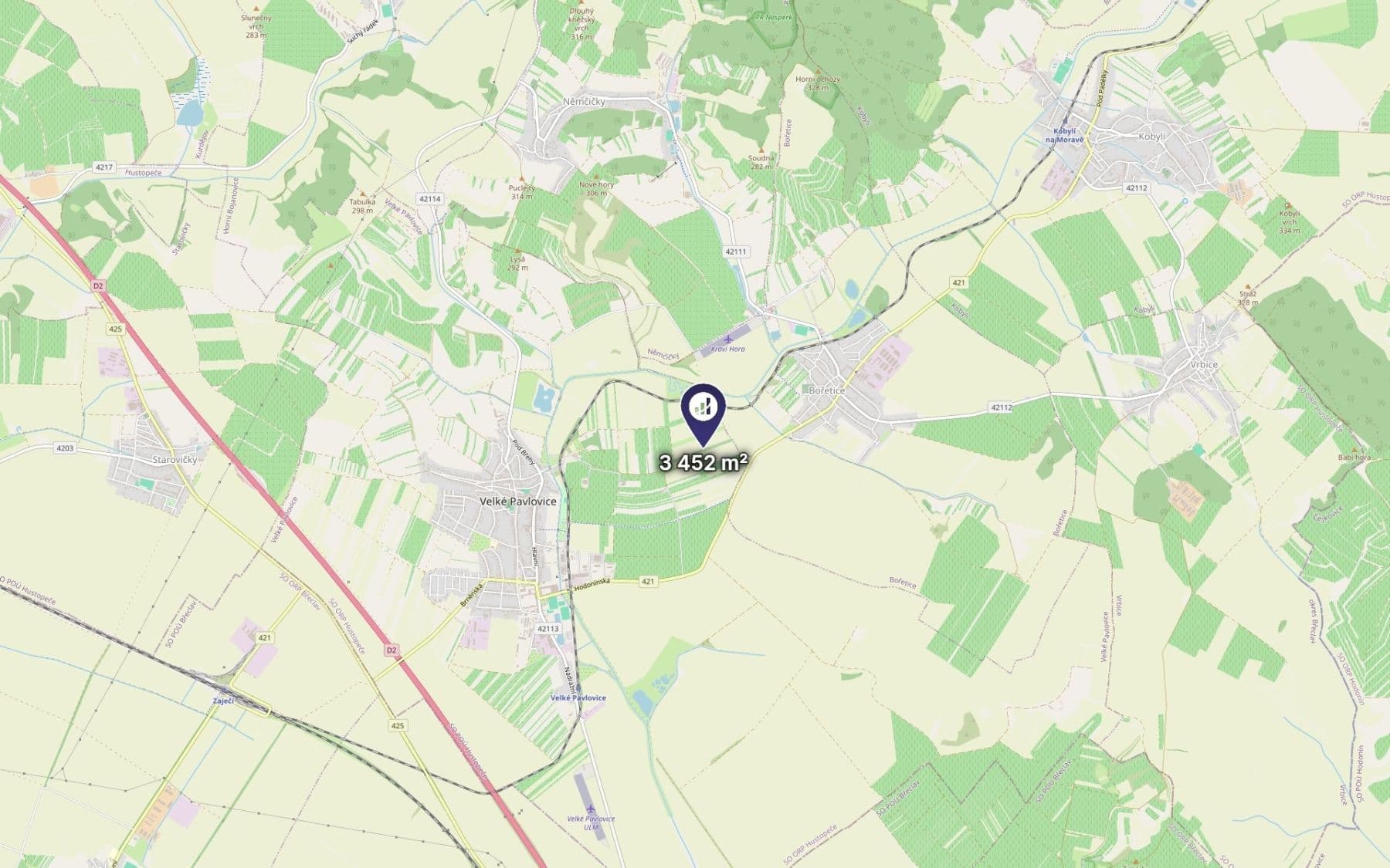 Prodej pozemku 3.452 m², Velké Pavlovice, Jihomoravský kraj Prodej pozemku 3.452 m², Velké Pavlovice, Jihomoravský kraj