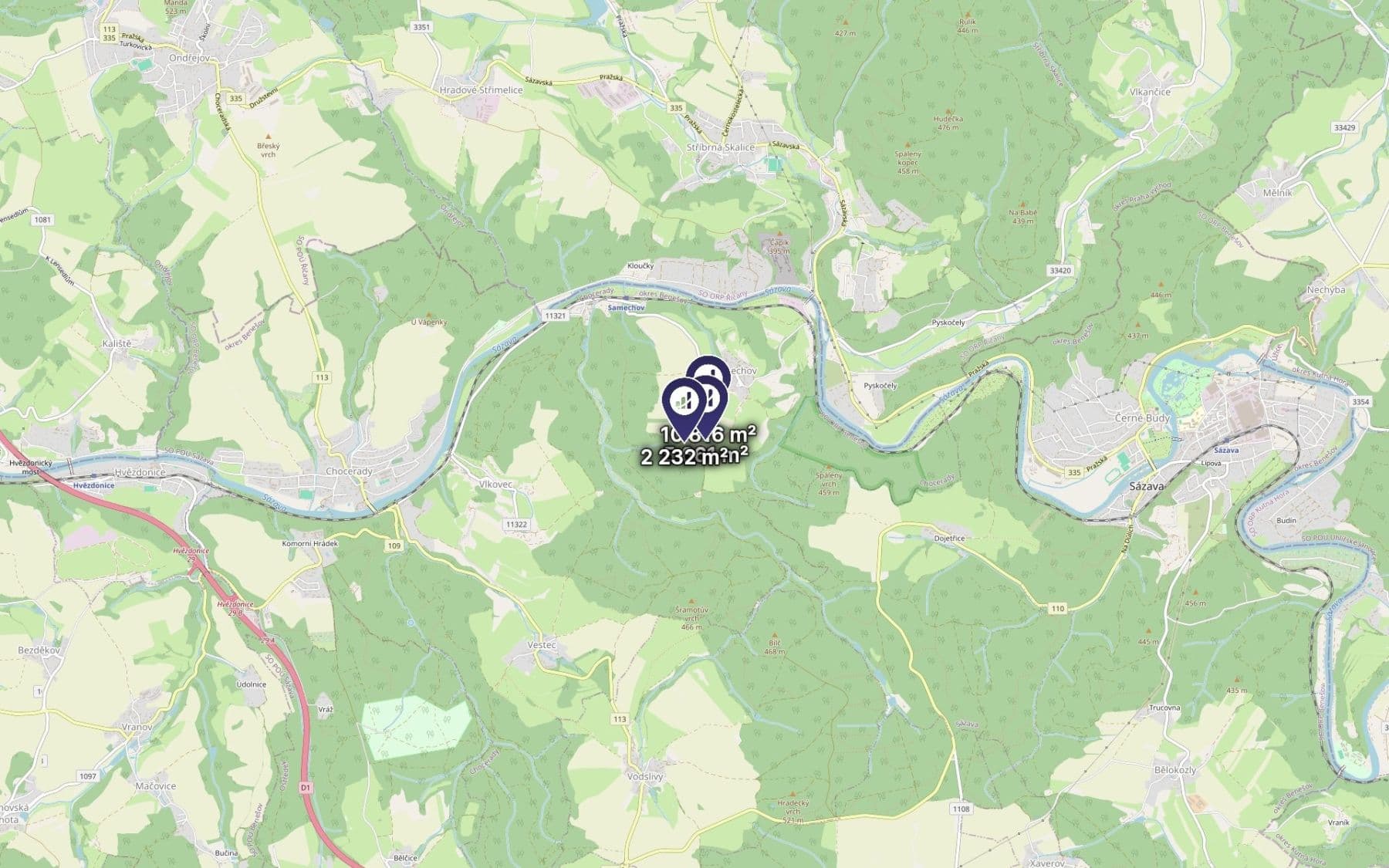 Prodej pozemku 1.559 m², Chocerady, Středočeský kraj Prodej pozemku 1.559 m², Chocerady, Středočeský kraj