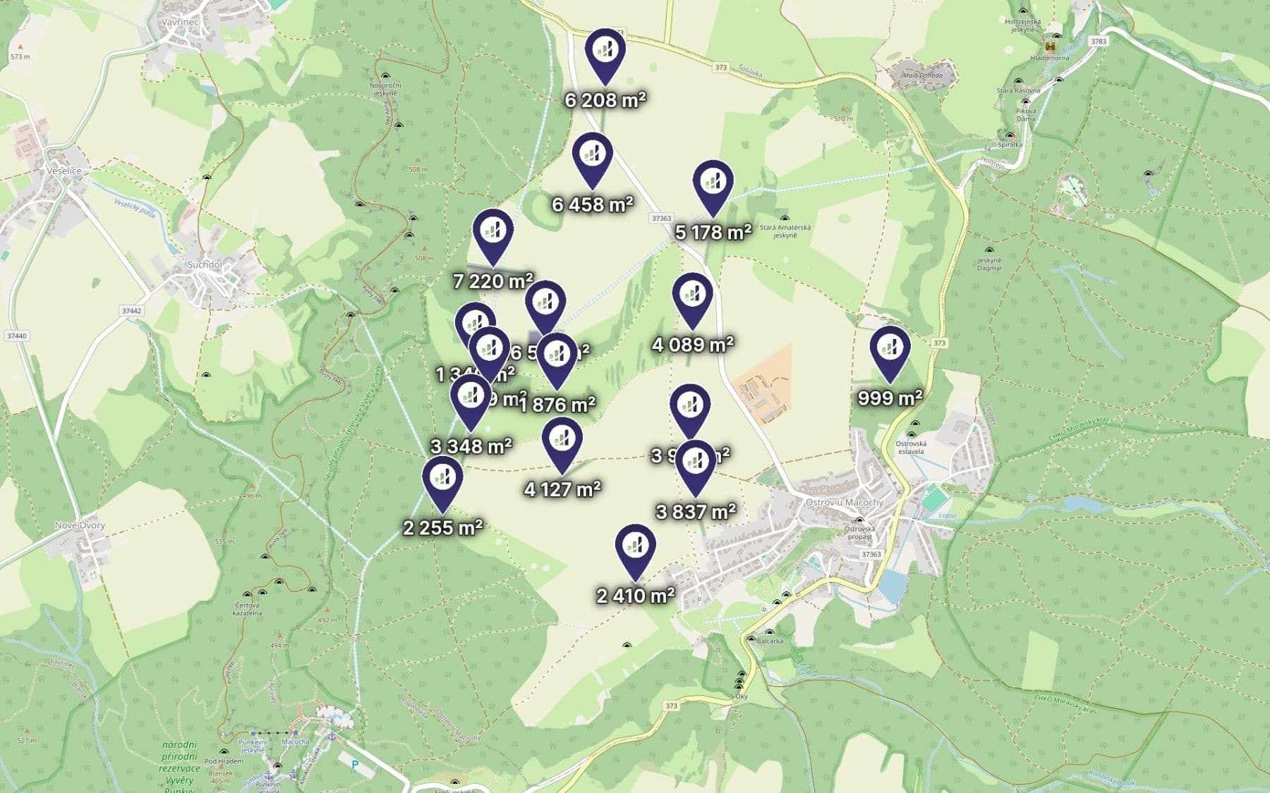 Prodej pozemku 71.410 m², Ostrov u Macochy, Jihomoravský kraj Prodej pozemku 71.410 m², Ostrov u Macochy, Jihomoravský kraj
