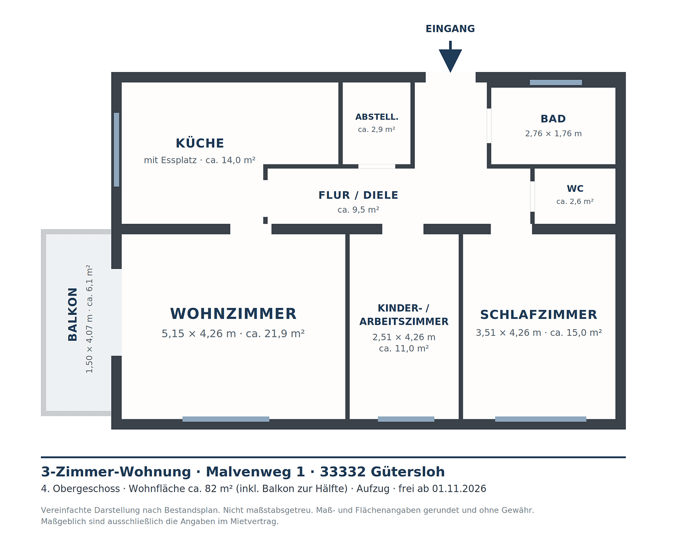Pronájem bytu 3+1 82 m², Malvenweg 1, Gütersloh, Severní Porýní-Vestfálsko Pronájem bytu 3+1 82 m², Malvenweg 1, Gütersloh, Severní Porýní-Vestfálsko