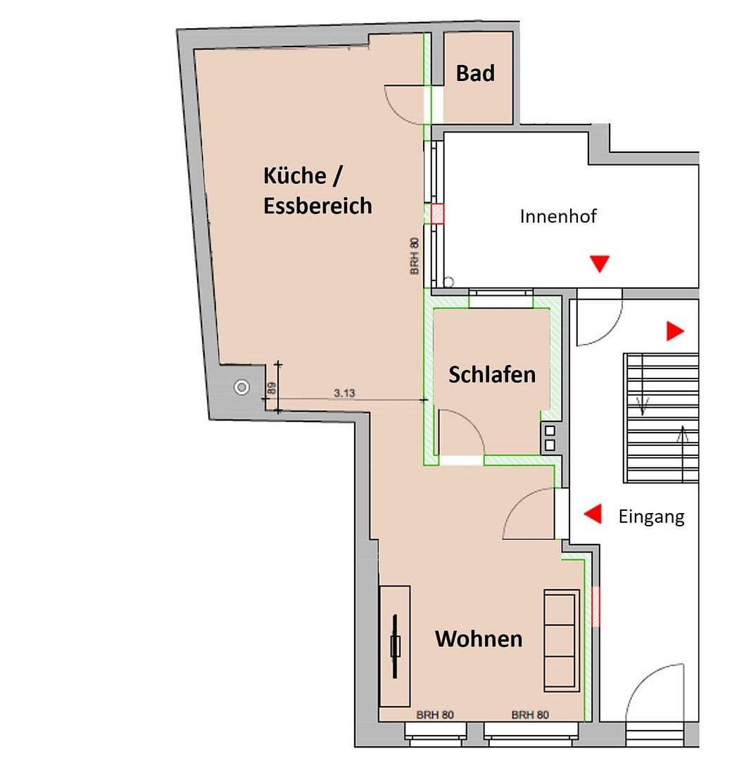 Pronájem bytu 2+kk 73 m², Darrplatz 13, Apolda, Durynsko Pronájem bytu 2+kk 73 m², Darrplatz 13, Apolda, Durynsko