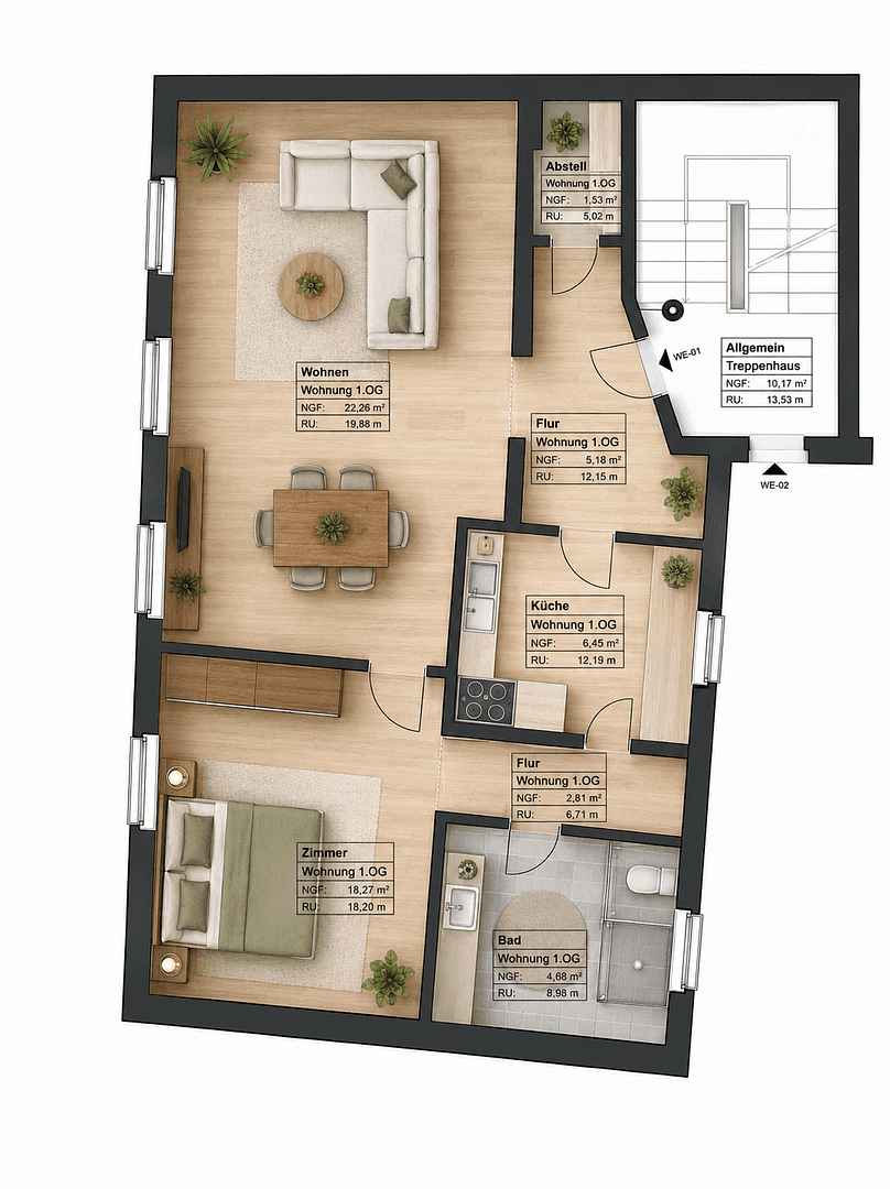 Prodej bytu 2+1 48 m², Olewiger Straße 153, Trier, Porýní-Falc Prodej bytu 2+1 48 m², Olewiger Straße 153, Trier, Porýní-Falc