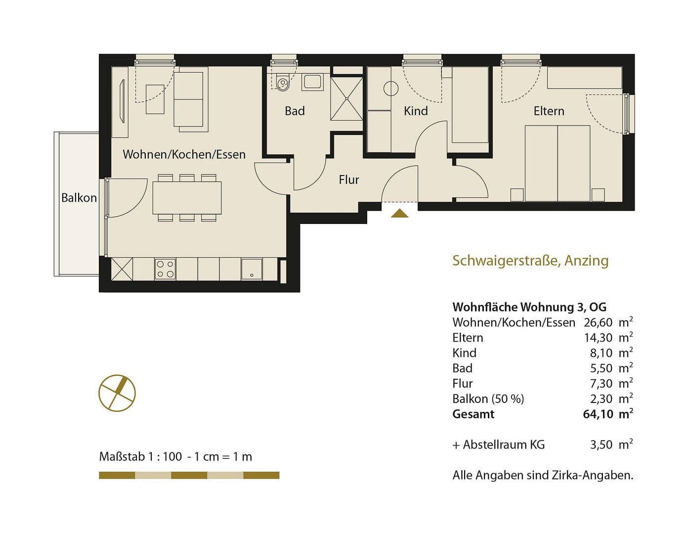 Pronájem bytu 3+1 65 m², Anzing, Bavorsko Pronájem bytu 3+1 65 m², Anzing, Bavorsko