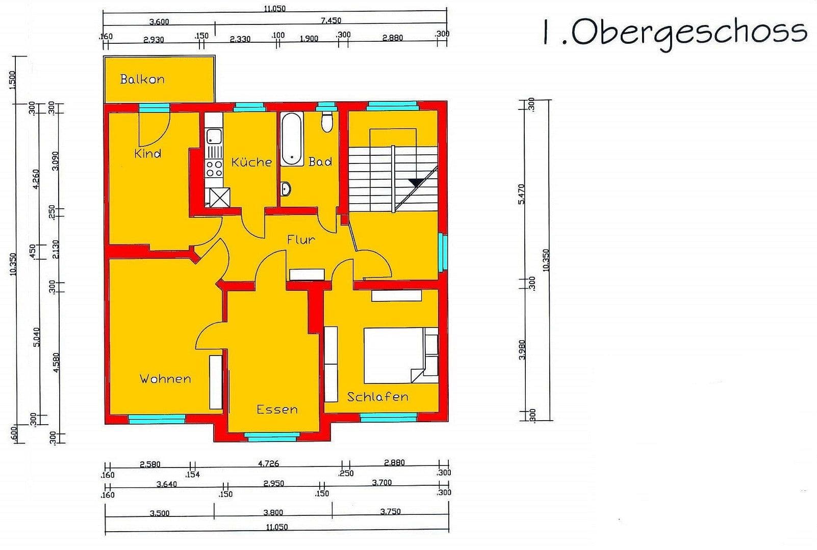 Pronájem bytu 4+1 84 m², Brucknerstraße 15, Weimar, Durynsko Pronájem bytu 4+1 84 m², Brucknerstraße 15, Weimar, Durynsko