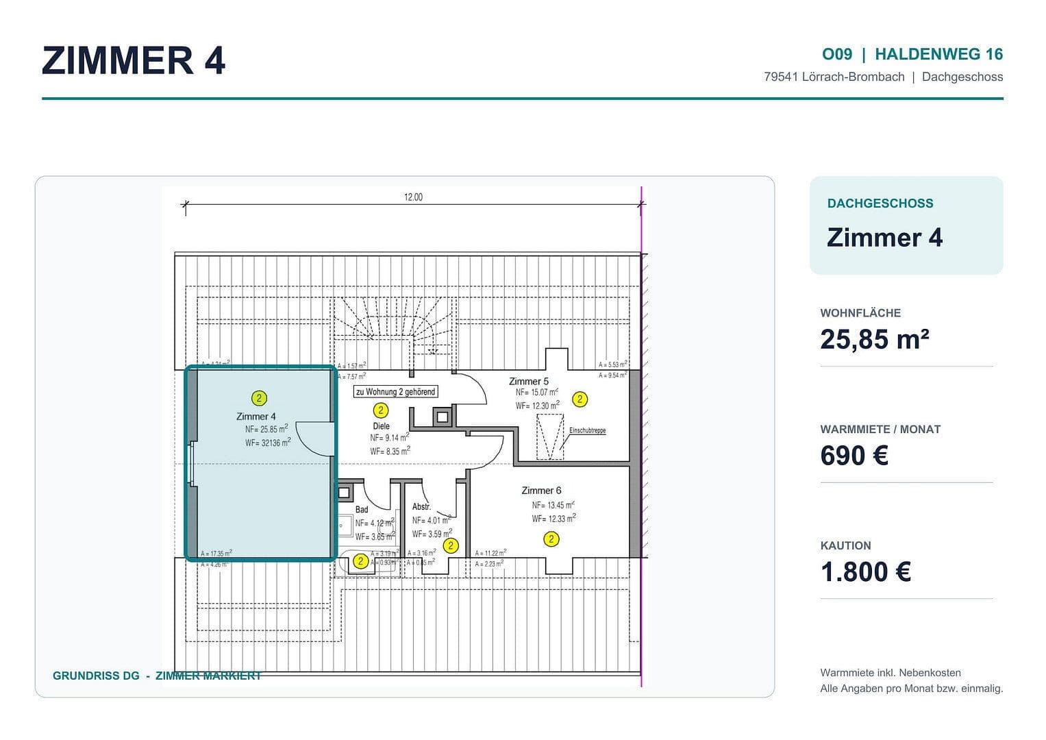 Pronájem bytu 17 m², Haldenweg 16, Lörrach, Bádensko-Württembersko Pronájem bytu 17 m², Haldenweg 16, Lörrach, Bádensko-Württembersko