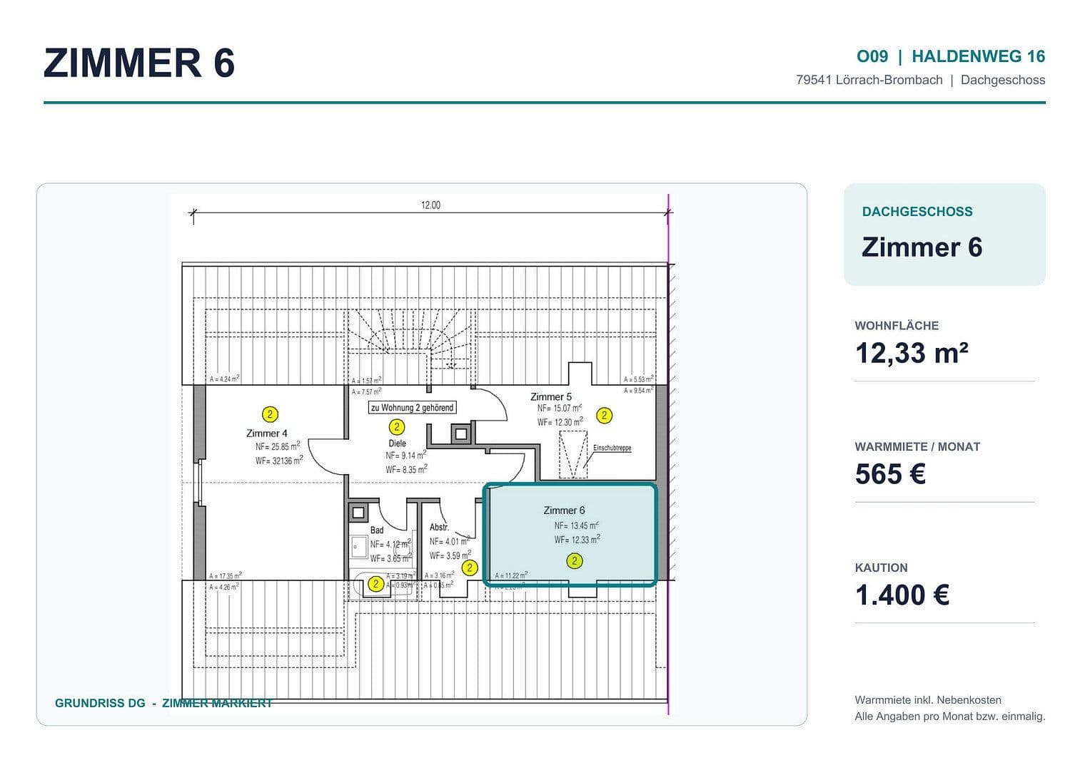 Pronájem bytu 17 m², Haldenweg 16, Lörrach, Bádensko-Württembersko Pronájem bytu 17 m², Haldenweg 16, Lörrach, Bádensko-Württembersko
