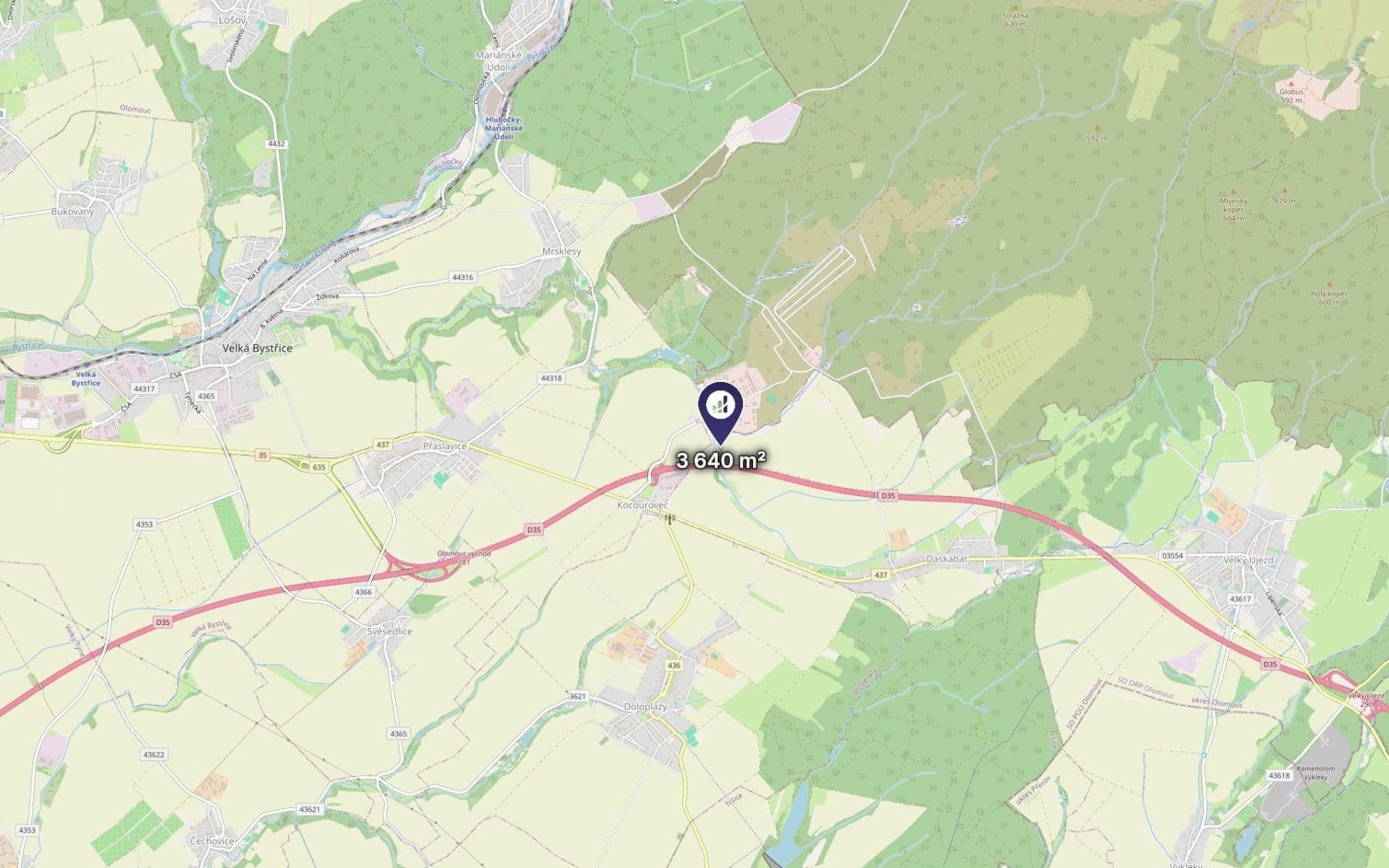 Prodej pozemku 3.640 m², Daskabát, Olomoucký kraj Prodej pozemku 3.640 m², Daskabát, Olomoucký kraj