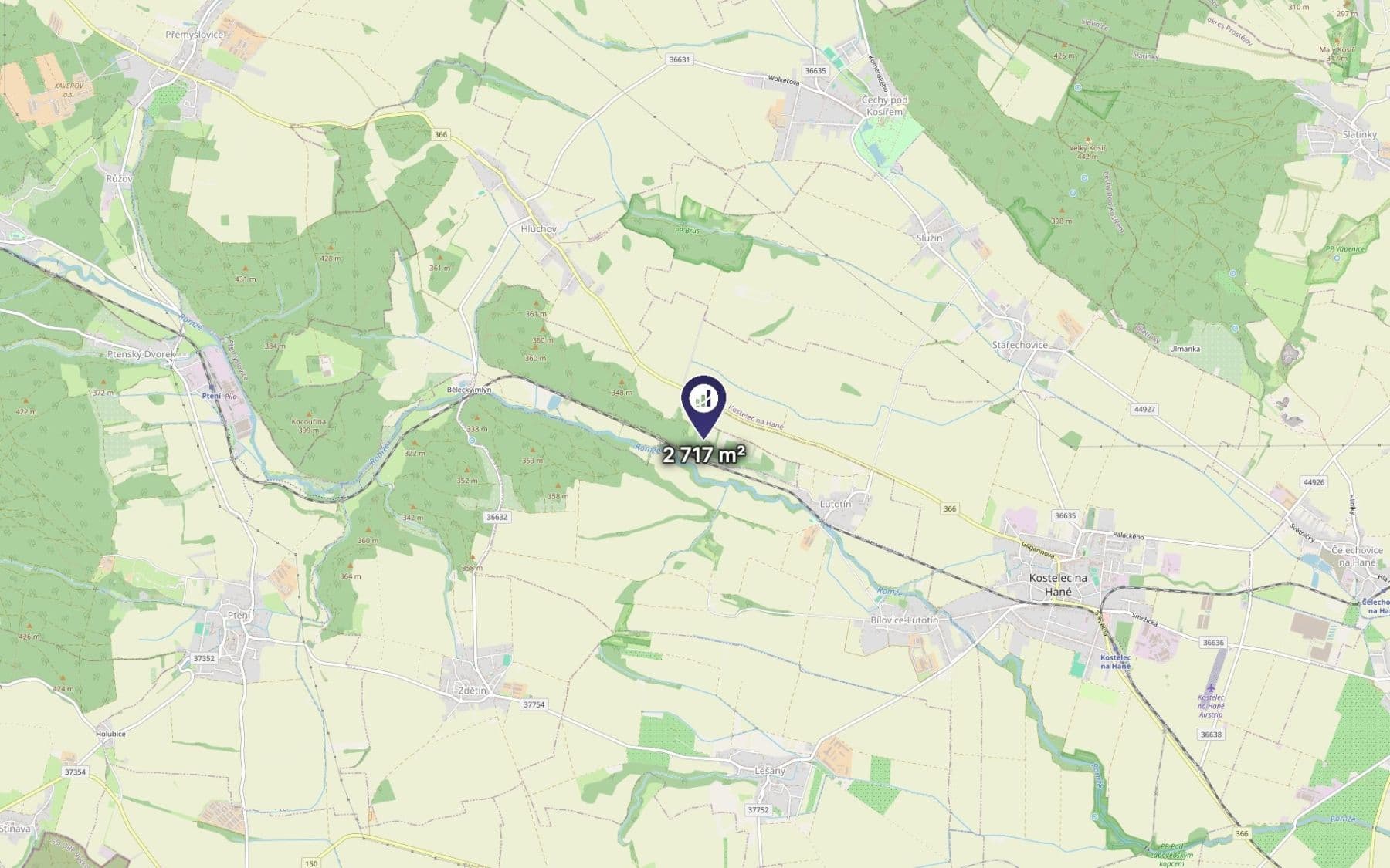 Prodej pozemku 1.359 m², Kostelec na Hané, Olomoucký kraj Prodej pozemku 1.359 m², Kostelec na Hané, Olomoucký kraj