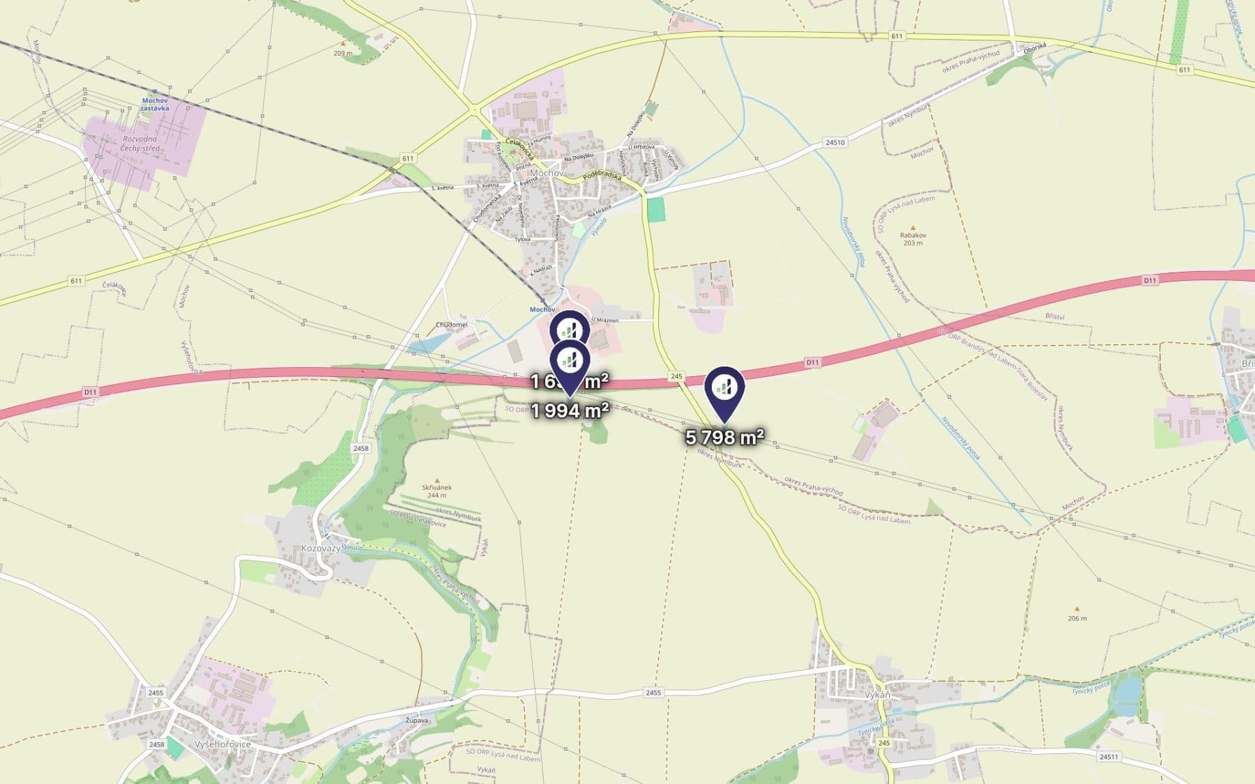 Prodej pozemku 1.581 m², Mochov, Středočeský kraj Prodej pozemku 1.581 m², Mochov, Středočeský kraj