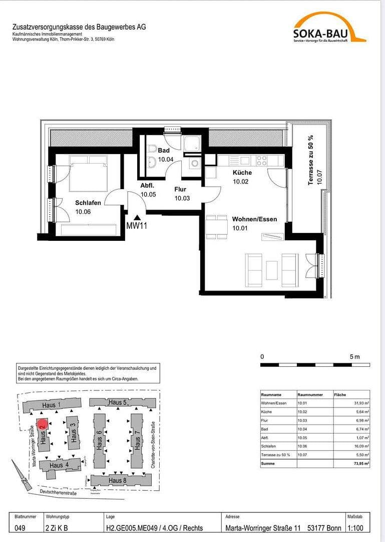 Pronájem bytu 2+1 74 m², Marta-Worringer Str. 11, Bonn, Severní Porýní-Vestfálsko Pronájem bytu 2+1 74 m², Marta-Worringer Str. 11, Bonn, Severní Porýní-Vestfálsko