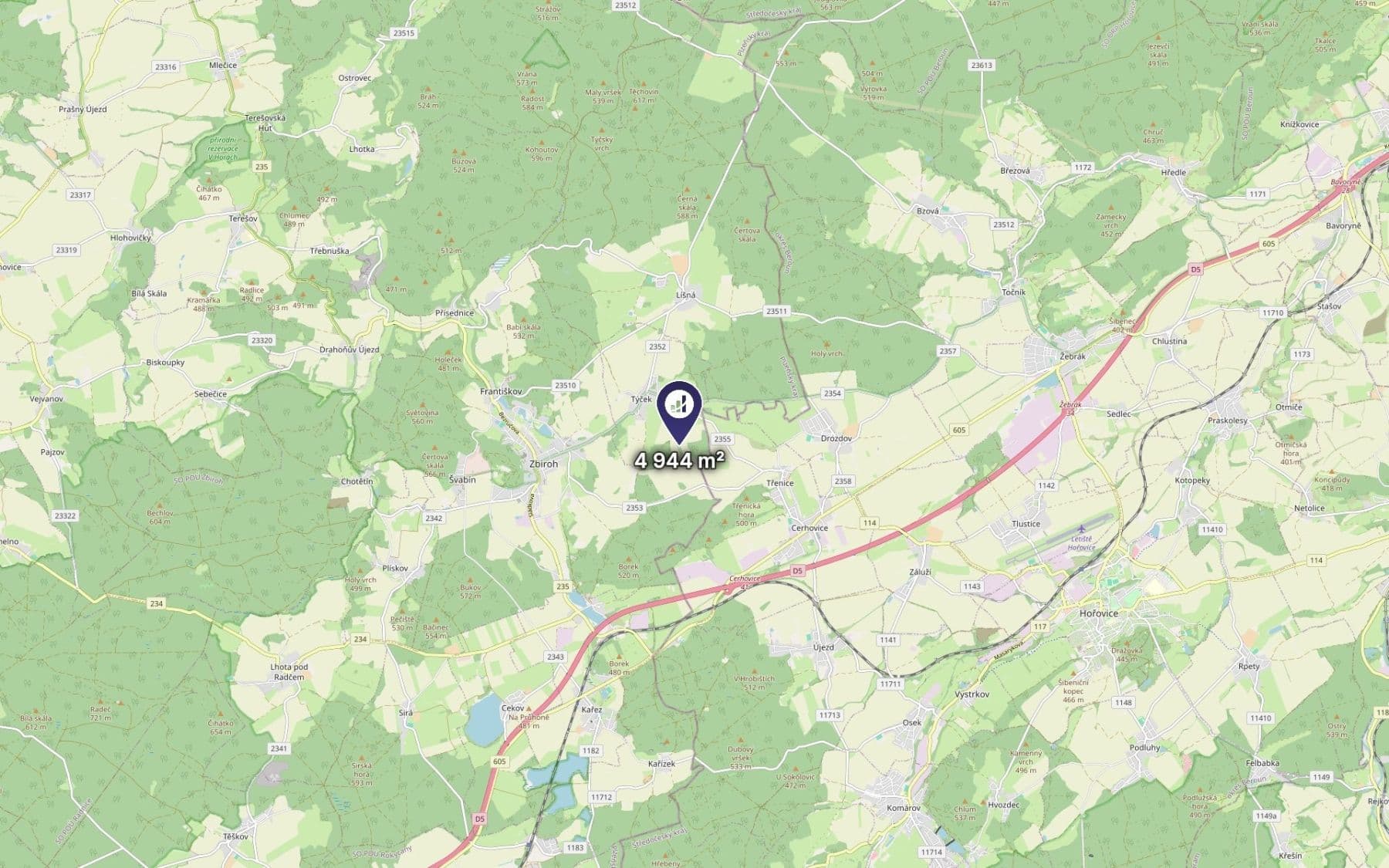 Prodej pozemku 1.648 m², Týček, Plzeňský kraj Prodej pozemku 1.648 m², Týček, Plzeňský kraj