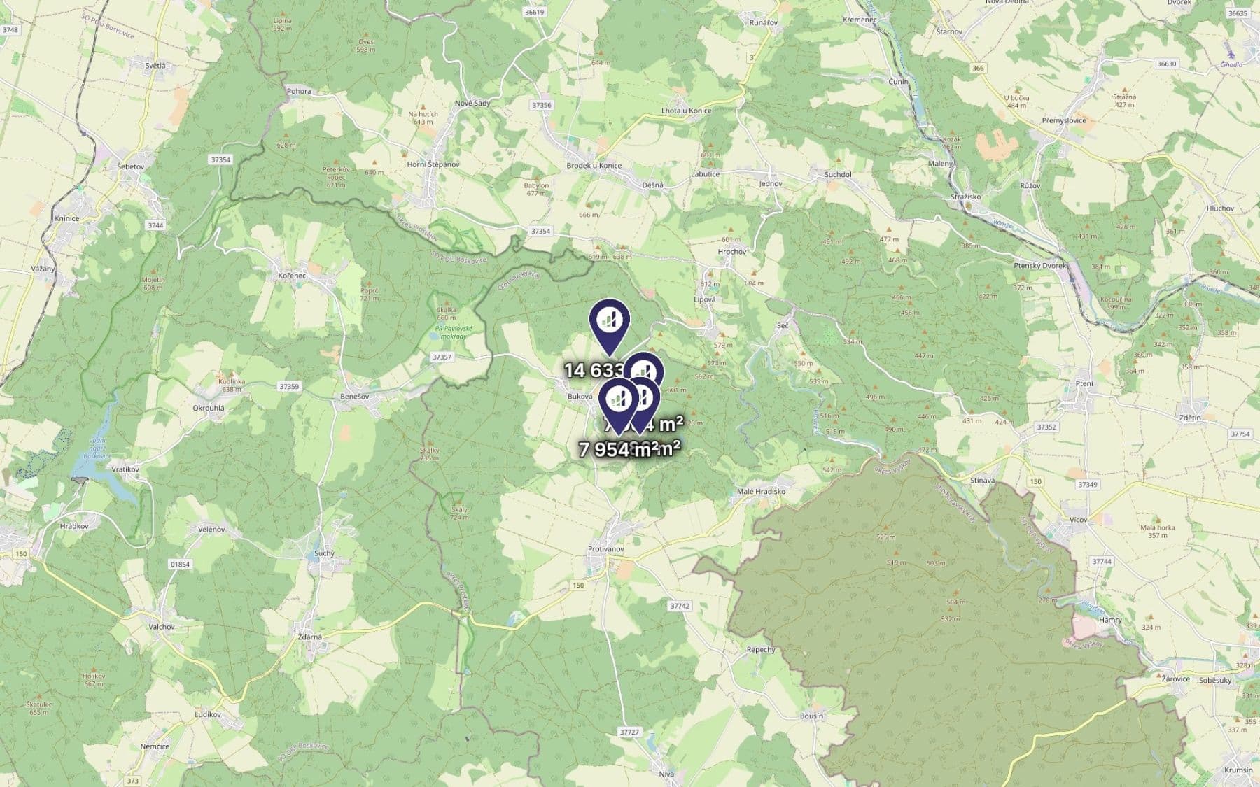 Prodej pozemku 34.659 m², Buková, Olomoucký kraj Prodej pozemku 34.659 m², Buková, Olomoucký kraj