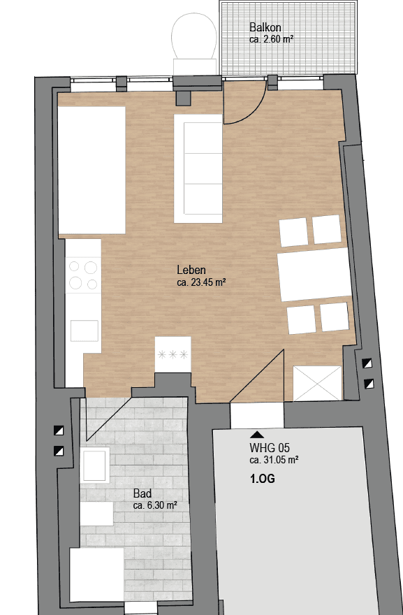 Pronájem bytu 1+1 31 m², Steinweg 8, Marburg, Hessen Pronájem bytu 1+1 31 m², Steinweg 8, Marburg, Hessen