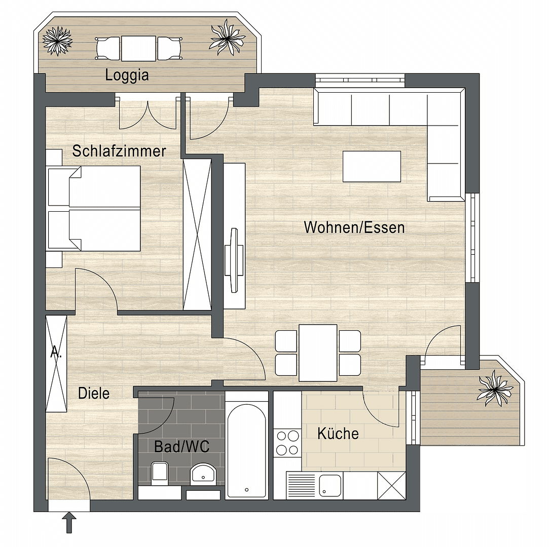Pronájem bytu 2+1 59 m², Pasinger Str. 28, Planegg, Bavorsko Pronájem bytu 2+1 59 m², Pasinger Str. 28, Planegg, Bavorsko