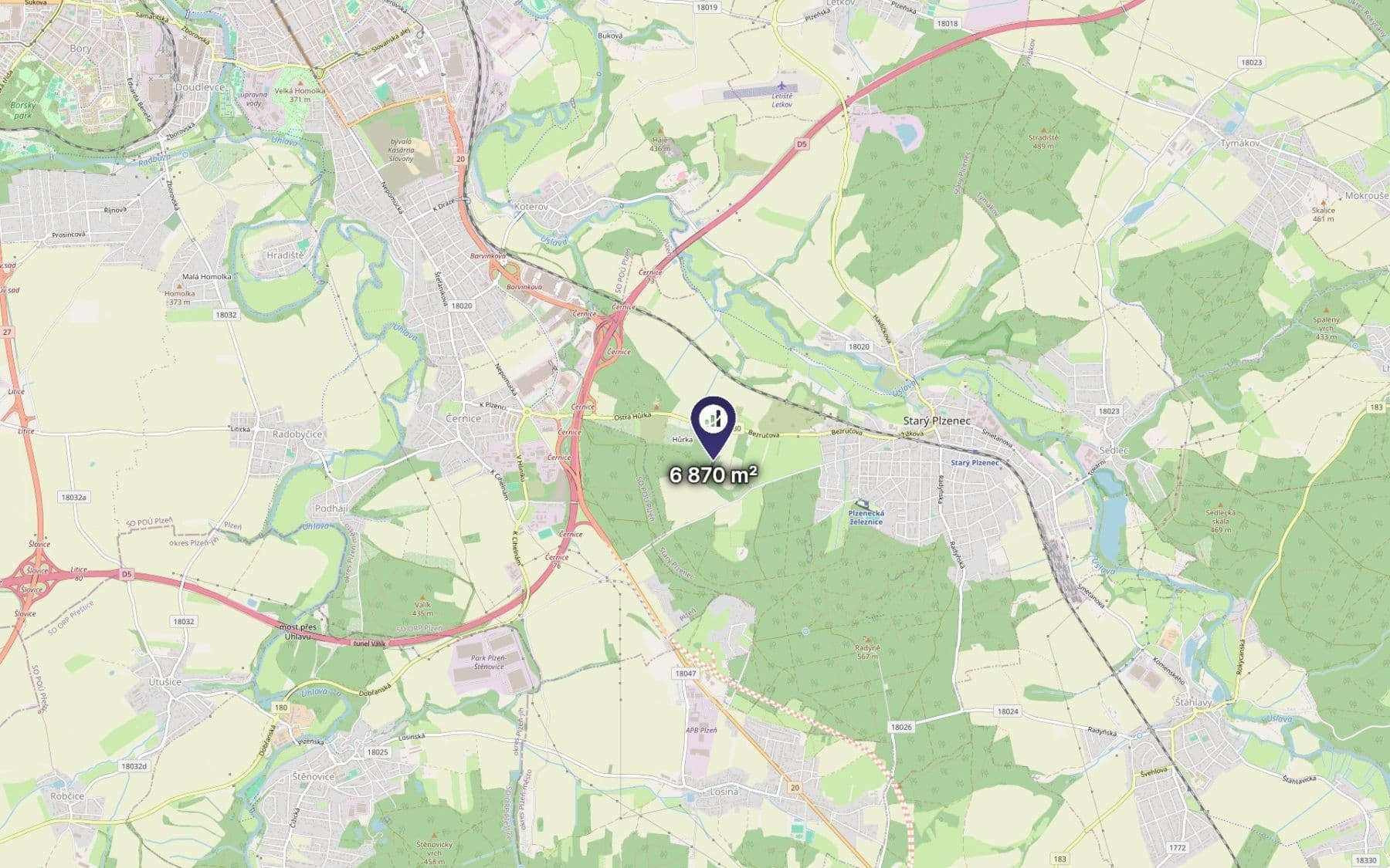 Prodej pozemku 6.870 m², Starý Plzenec, Plzeňský kraj Prodej pozemku 6.870 m², Starý Plzenec, Plzeňský kraj