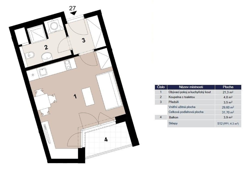 Pronájem bytu 1+kk 32 m², Klapálkova, Praha, Praha Pronájem bytu 1+kk 32 m², Klapálkova, Praha, Praha