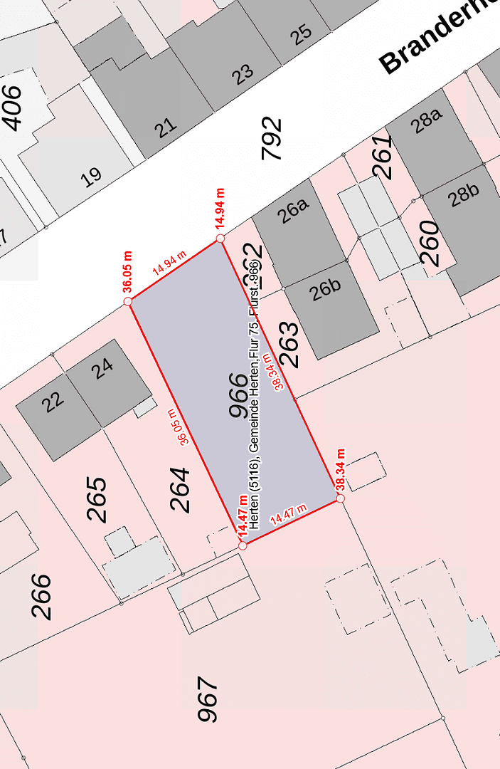 Prodej pozemku 543 m², Branderheide 26, Herten, Severní Porýní-Vestfálsko Prodej pozemku 543 m², Branderheide 26, Herten, Severní Porýní-Vestfálsko