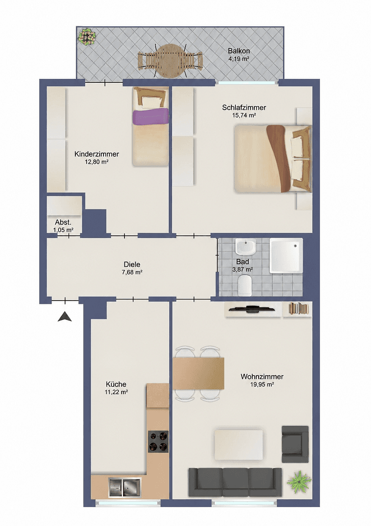 Pronájem bytu 3+1 76 m², Frankenstr. 75, Essen, Severní Porýní-Vestfálsko Pronájem bytu 3+1 76 m², Frankenstr. 75, Essen, Severní Porýní-Vestfálsko