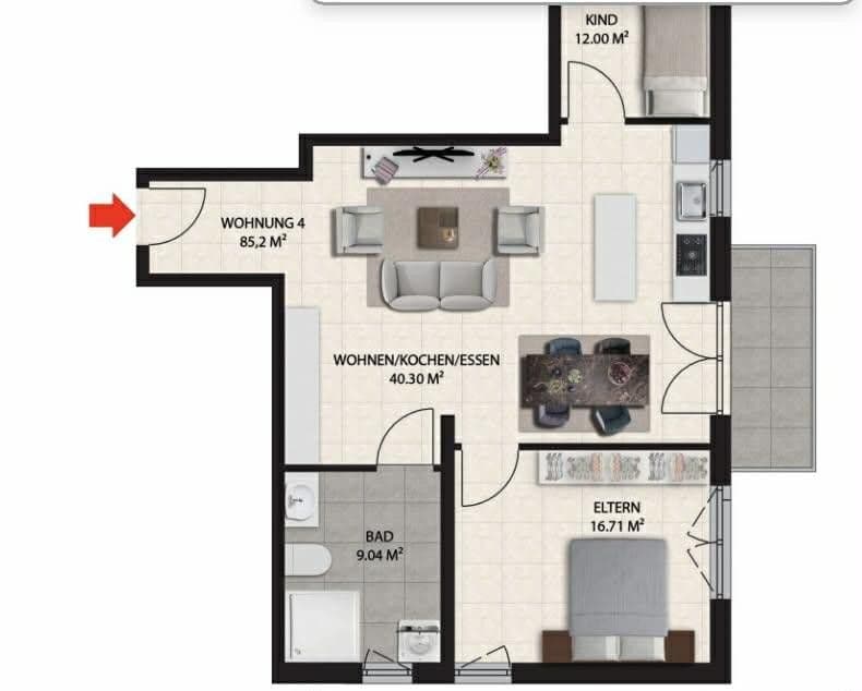 Pronájem bytu 3+1 86 m², Kaiserstraße 41c, Waldbröl, Severní Porýní-Vestfálsko Pronájem bytu 3+1 86 m², Kaiserstraße 41c, Waldbröl, Severní Porýní-Vestfálsko