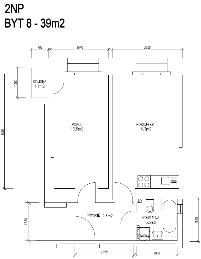 Pronájem bytu 2+kk 39 m², Pod Vilami, Praha, Praha Pronájem bytu 2+kk 39 m², Pod Vilami, Praha, Praha