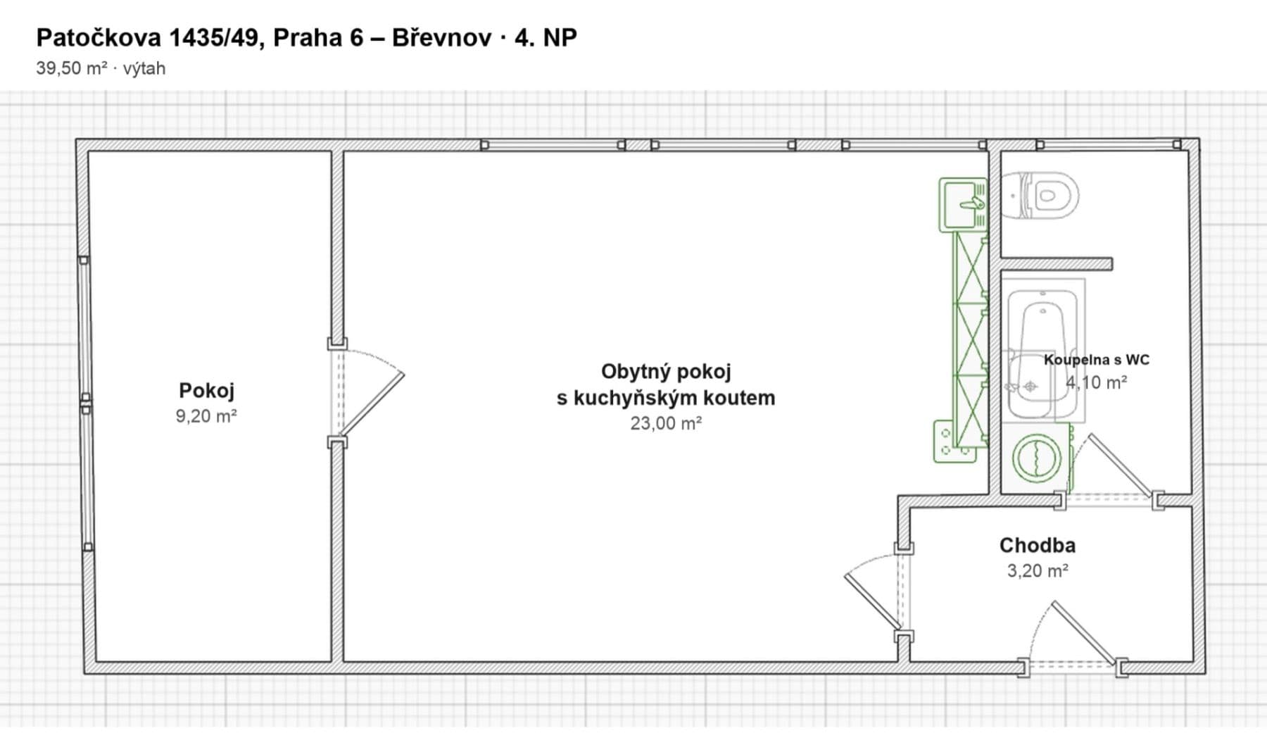 Prodej bytu 2+kk 39 m², Patočkova, Praha, Praha Prodej bytu 2+kk 39 m², Patočkova, Praha, Praha