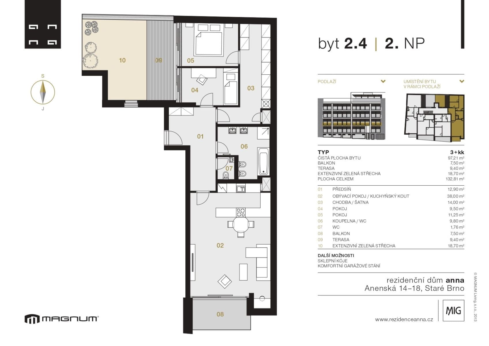 Prodej bytu 3+kk 132 m², Anenská, Brno, Jihomoravský kraj Prodej bytu 3+kk 132 m², Anenská, Brno, Jihomoravský kraj