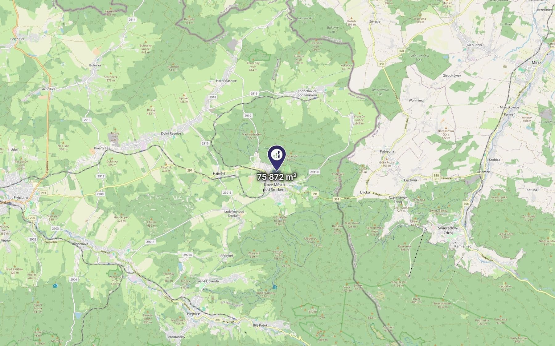 Prodej pozemku 75.872 m², Nové Město pod Smrkem, Liberecký kraj Prodej pozemku 75.872 m², Nové Město pod Smrkem, Liberecký kraj