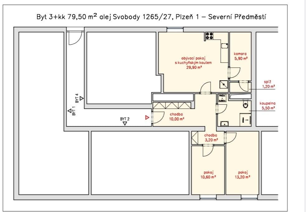 Prodej bytu 3+kk 80 m², alej Svobody, Plzeň, Plzeňský kraj Prodej bytu 3+kk 80 m², alej Svobody, Plzeň, Plzeňský kraj