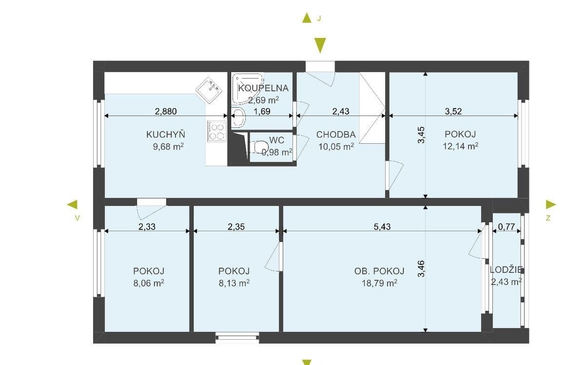 Prodej bytu 4+1 73 m², Jindřišská, Pardubice, Pardubický kraj Prodej bytu 4+1 73 m², Jindřišská, Pardubice, Pardubický kraj