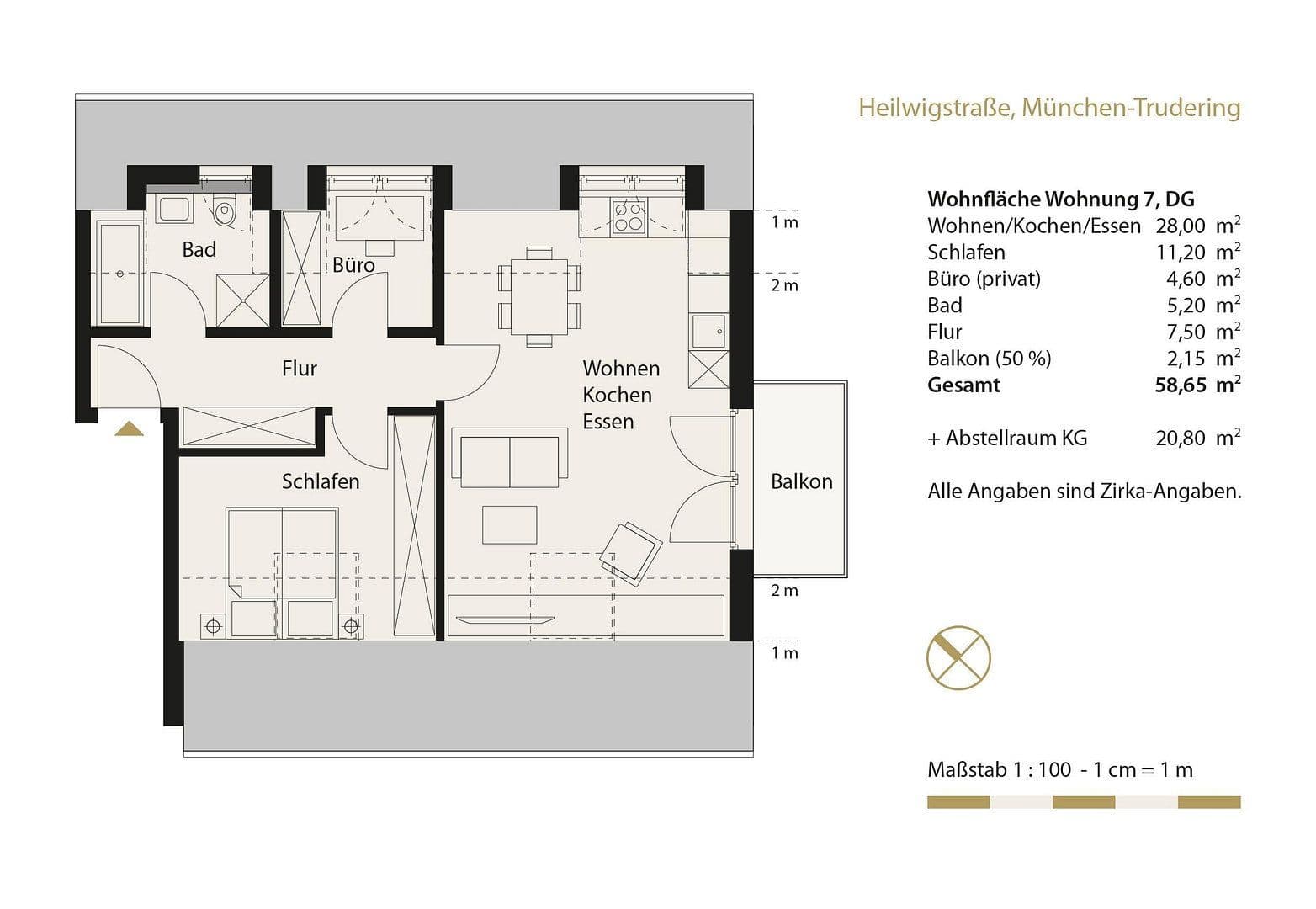 Pronájem bytu 3+1 59 m², Heilwigstraße 19, München-Trudering, Bavorsko Pronájem bytu 3+1 59 m², Heilwigstraße 19, München-Trudering, Bavorsko
