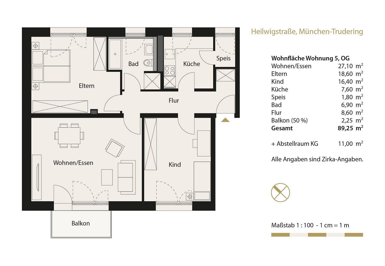 Pronájem bytu 3+1 90 m², Heilwigstraße 19, München-Trudering, Bavorsko Pronájem bytu 3+1 90 m², Heilwigstraße 19, München-Trudering, Bavorsko