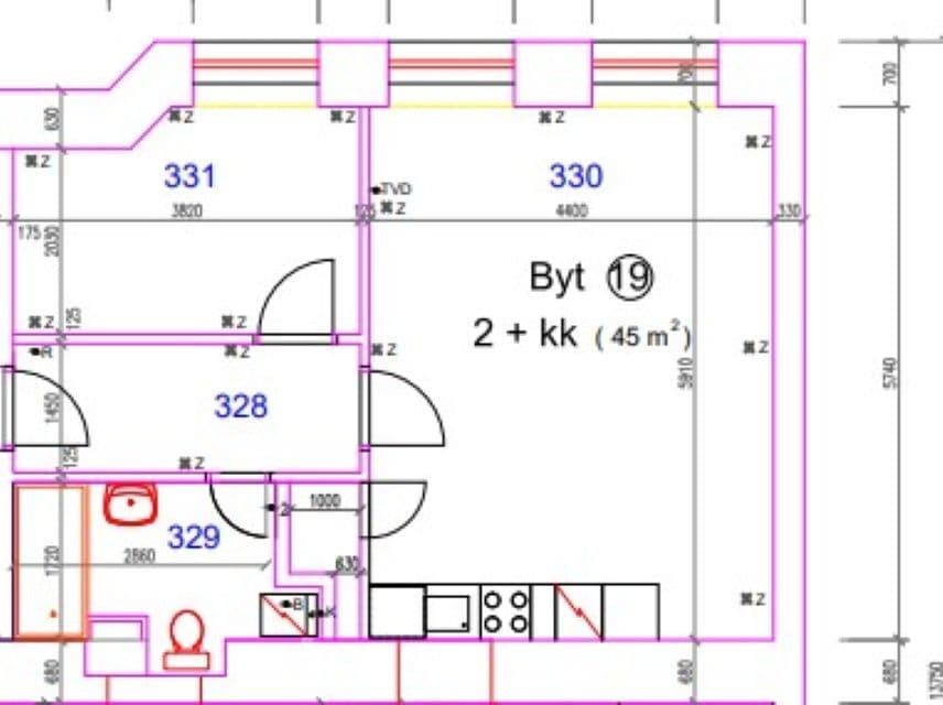 Pronájem bytu 2+kk 45 m², Bartošova, Brno, Jihomoravský kraj Pronájem bytu 2+kk 45 m², Bartošova, Brno, Jihomoravský kraj