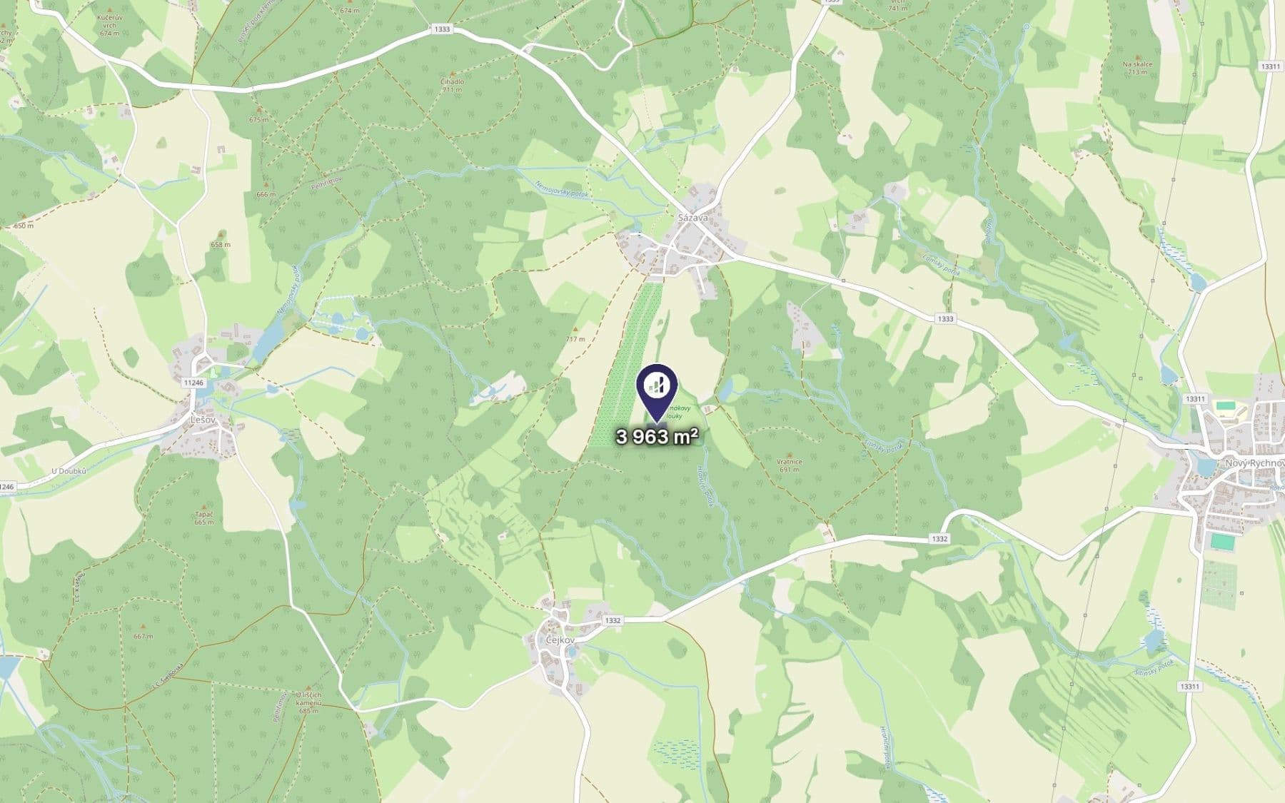Prodej pozemku 3.963 m², Nový Rychnov, Kraj Vysočina Prodej pozemku 3.963 m², Nový Rychnov, Kraj Vysočina