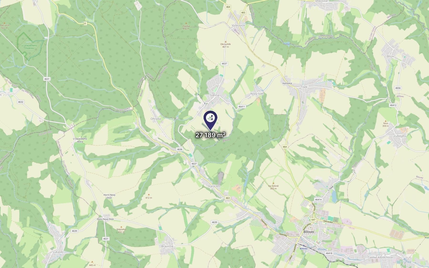 Prodej pozemku 27.189 m², Slatina, Moravskoslezský kraj Prodej pozemku 27.189 m², Slatina, Moravskoslezský kraj