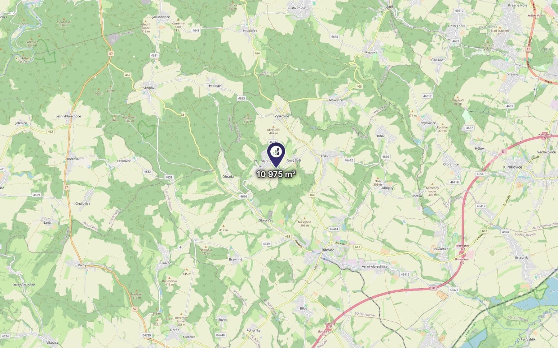 Prodej pozemku 10.975 m², Slatina, Moravskoslezský kraj Prodej pozemku 10.975 m², Slatina, Moravskoslezský kraj
