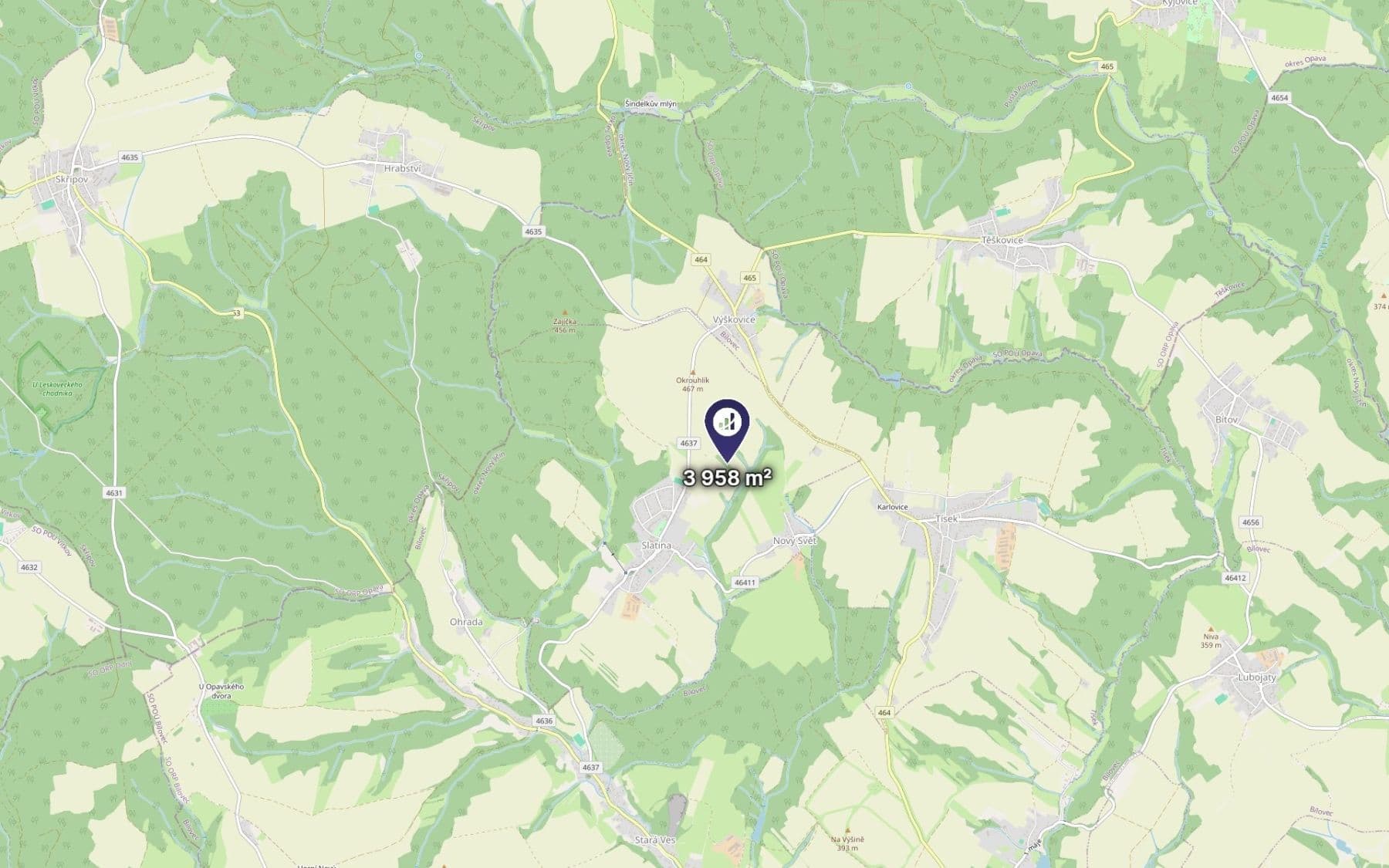 Prodej pozemku 3.958 m², Slatina, Moravskoslezský kraj Prodej pozemku 3.958 m², Slatina, Moravskoslezský kraj