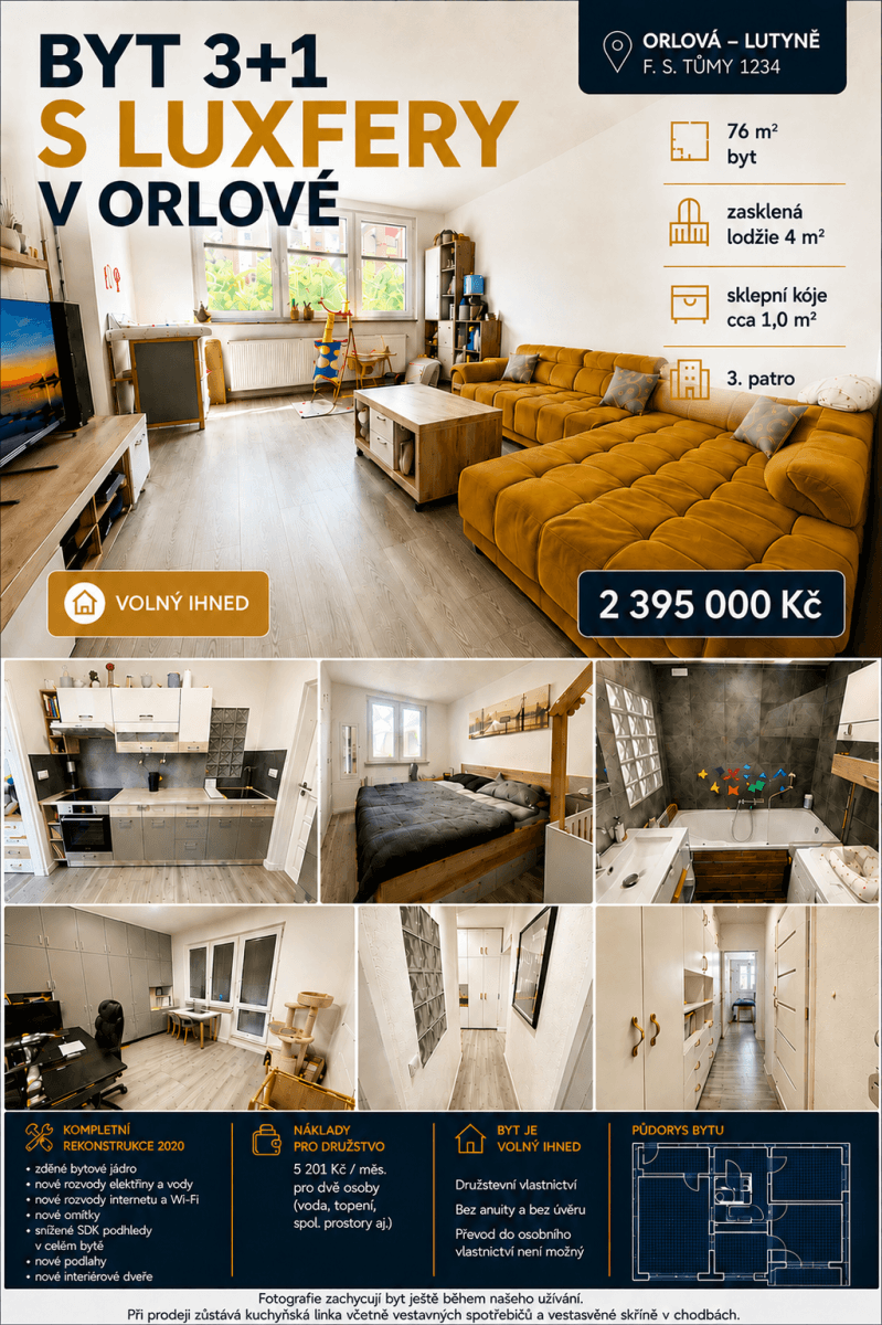 Prodej bytu 3+1 76 m², F. S. Tůmy, Orlová, Moravskoslezský kraj Prodej bytu 3+1 76 m², F. S. Tůmy, Orlová, Moravskoslezský kraj