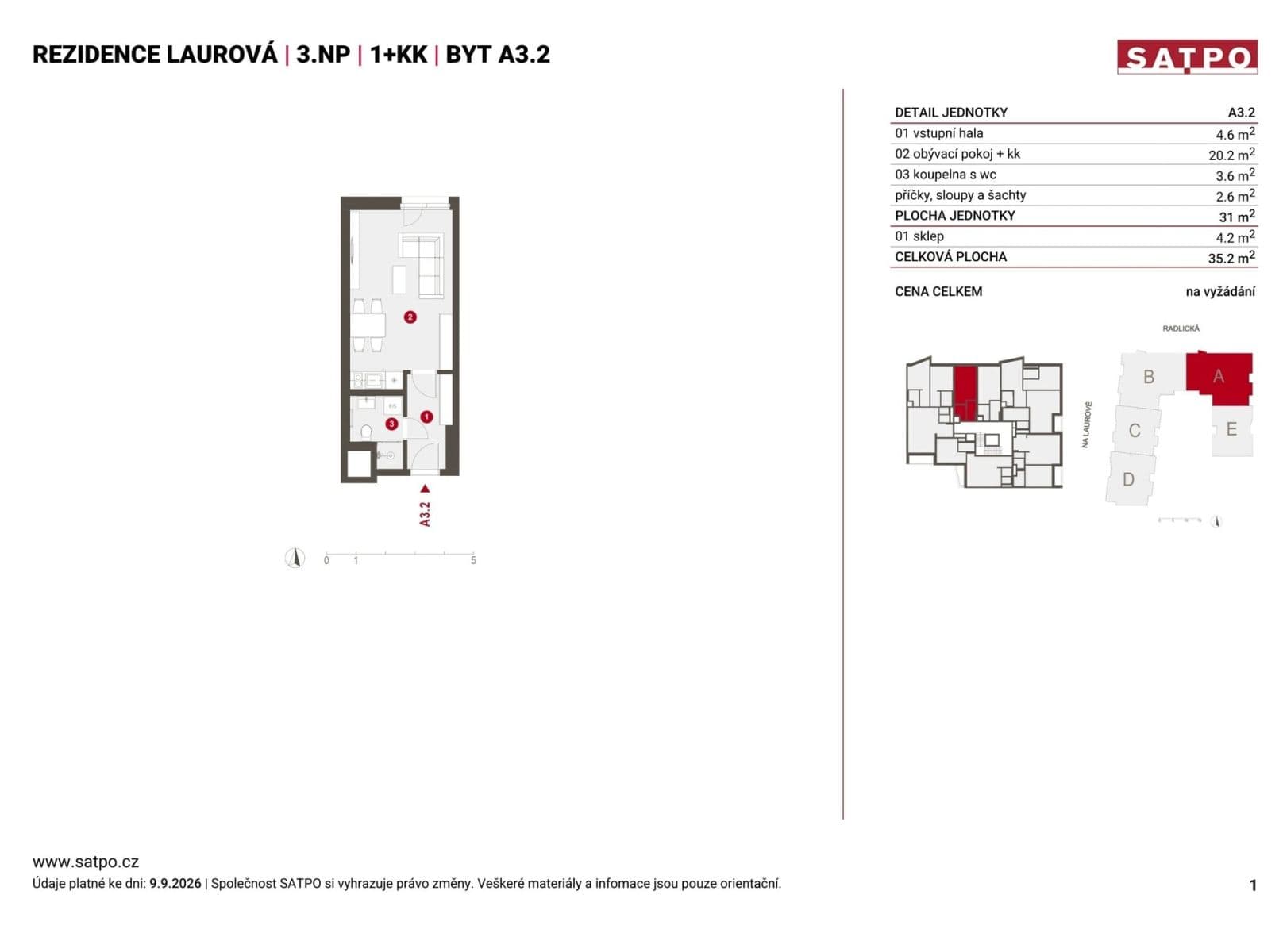 Prodej bytu 1+kk 31 m², Na Laurové, Praha, Praha Prodej bytu 1+kk 31 m², Na Laurové, Praha, Praha