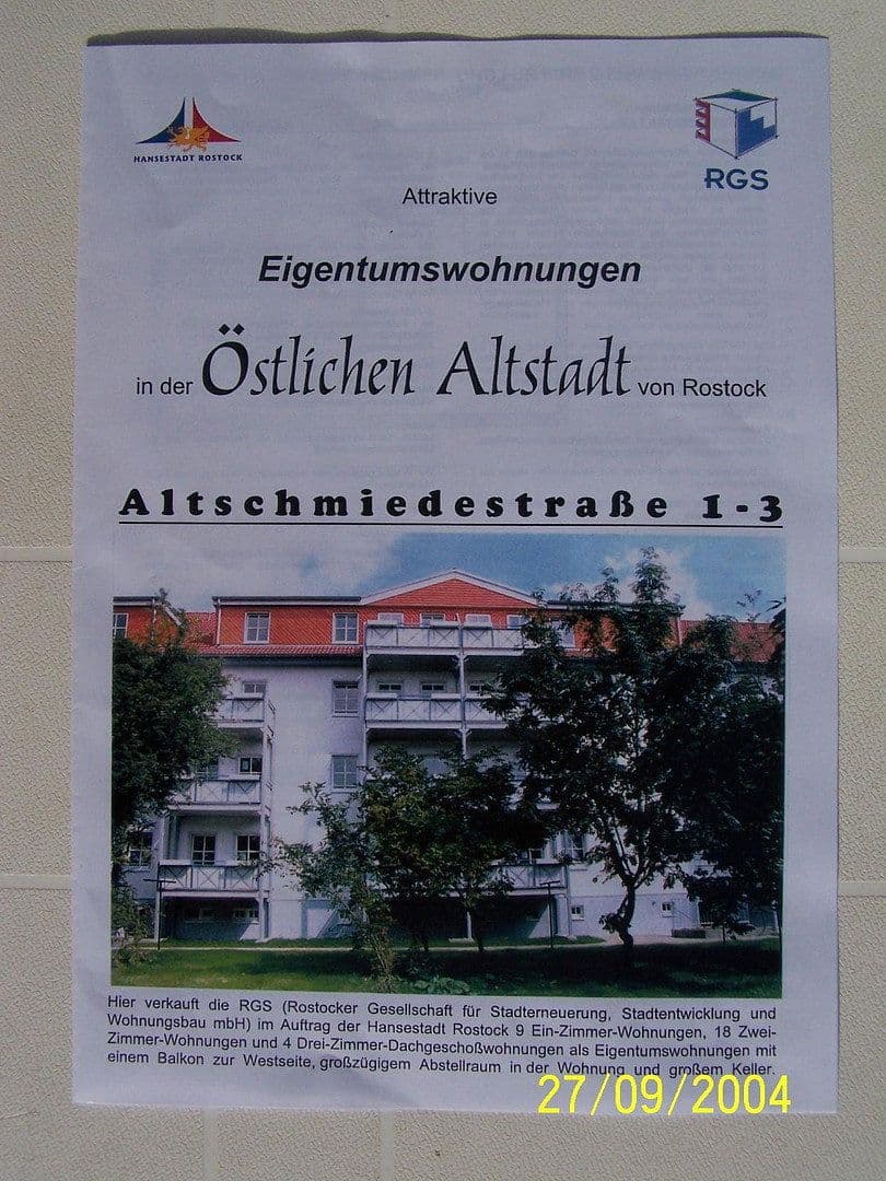 Prodej bytu 2+1 64 m², Altschmiedestraße 3, Rostock, Mecklenburg-Vorpommern Prodej bytu 2+1 64 m², Altschmiedestraße 3, Rostock, Mecklenburg-Vorpommern