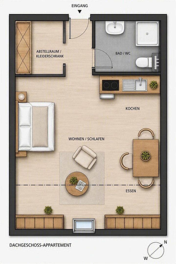 Pronájem bytu 1+1 18 m², Münster, Severní Porýní-Vestfálsko Pronájem bytu 1+1 18 m², Münster, Severní Porýní-Vestfálsko