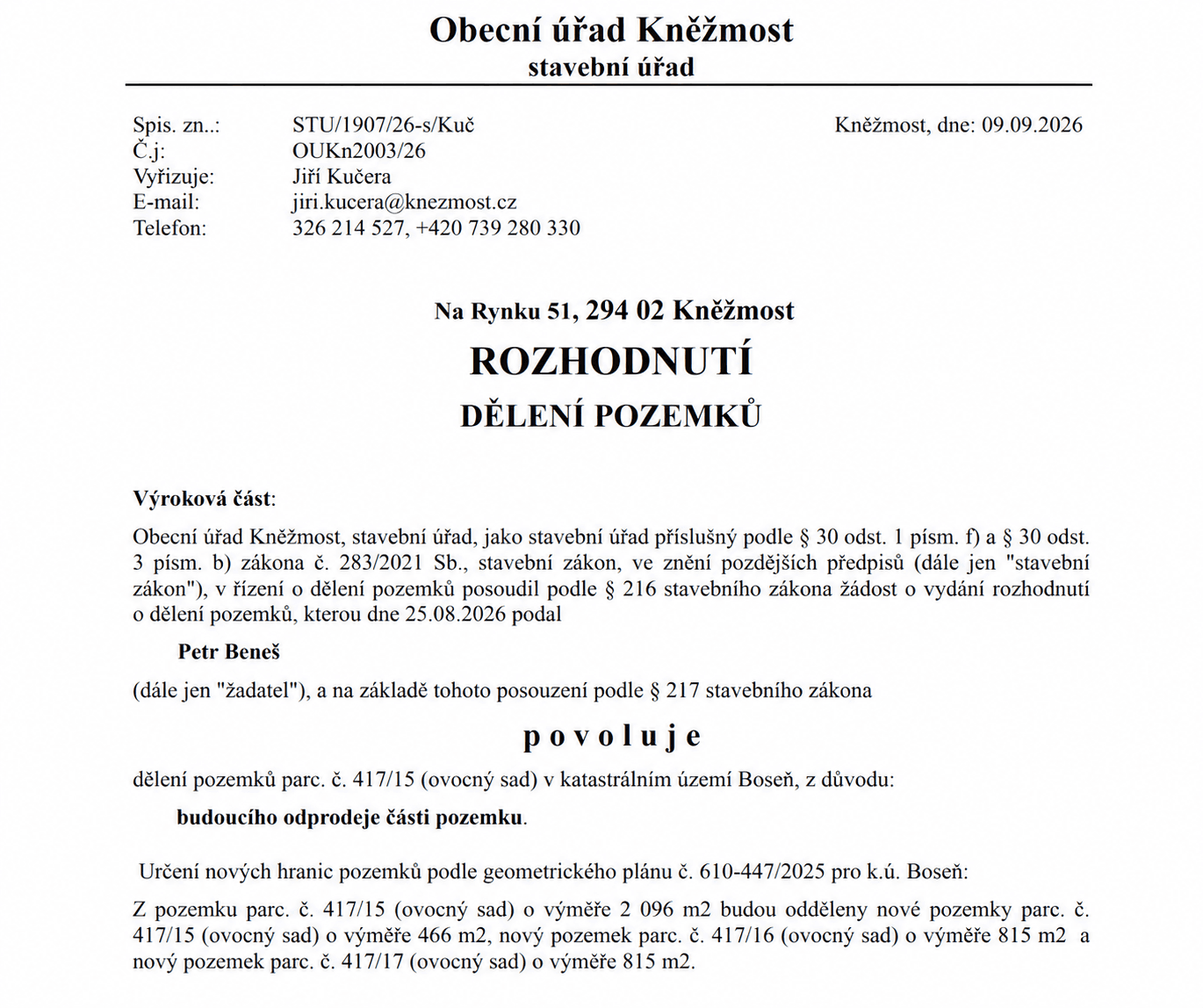 Prodej pozemku 815 m², Boseň, Středočeský kraj Prodej pozemku 815 m², Boseň, Středočeský kraj