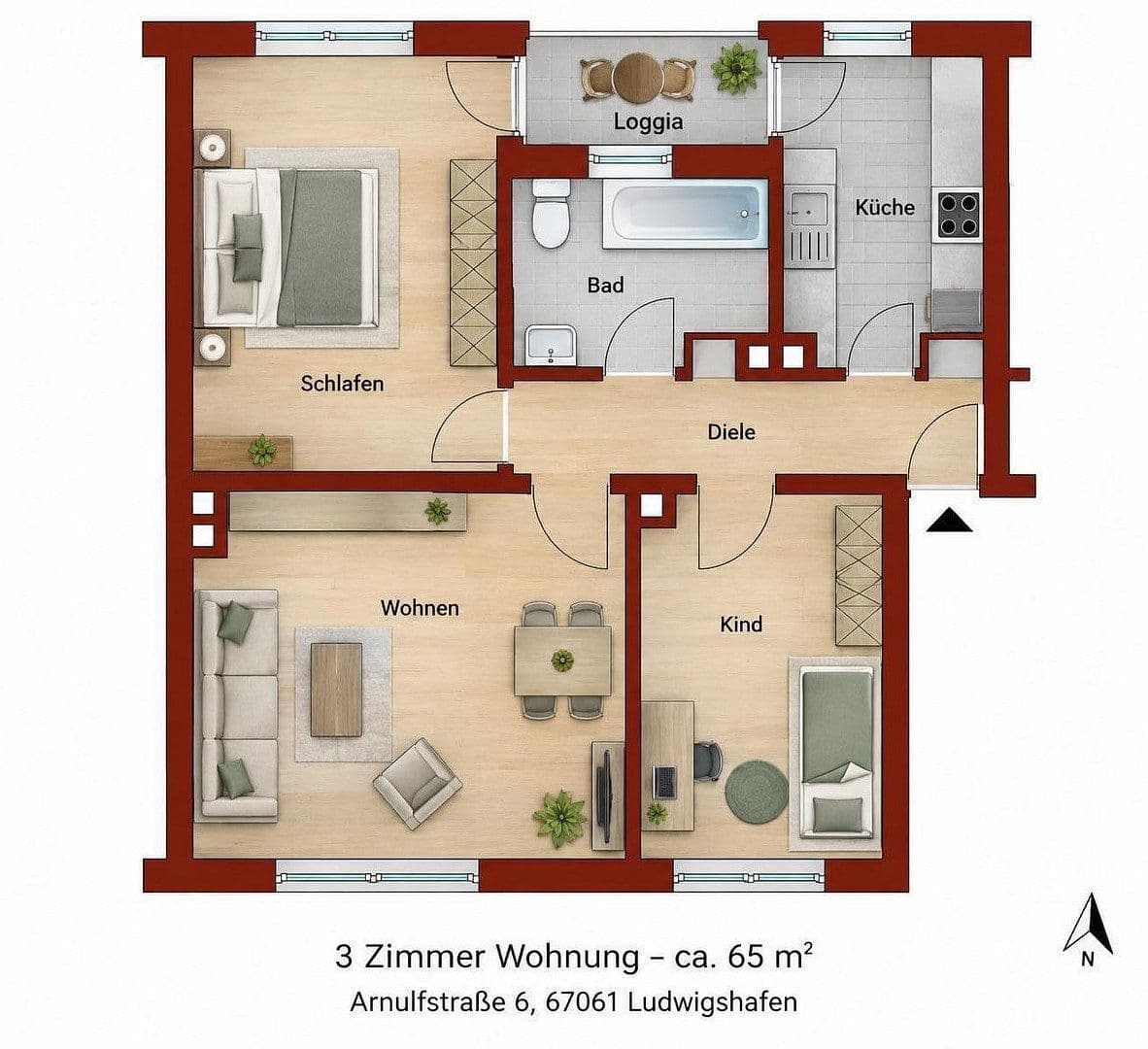 Prodej bytu 3+1 65 m², Arnulfstrasse 6, Ludwigshafen, Porýní-Falc Prodej bytu 3+1 65 m², Arnulfstrasse 6, Ludwigshafen, Porýní-Falc