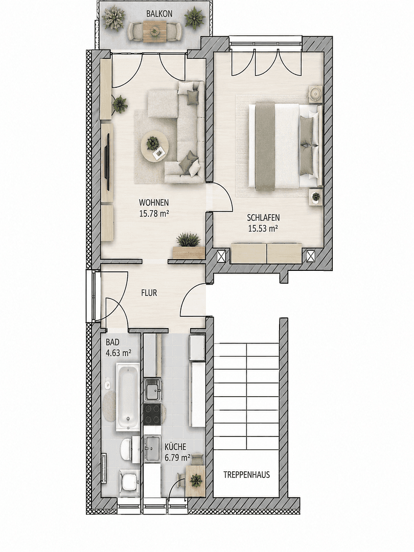 Pronájem bytu 2+1 50 m², Hainstraße 16, Thum, Sasko Pronájem bytu 2+1 50 m², Hainstraße 16, Thum, Sasko