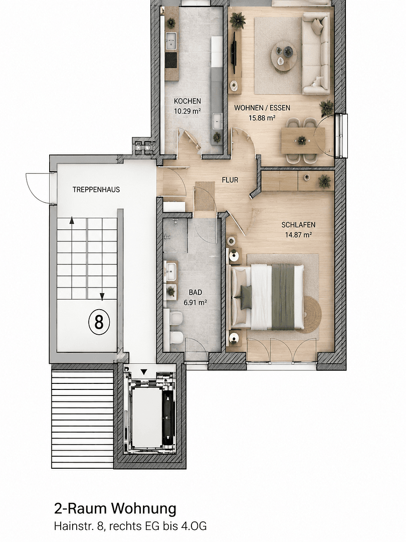 Pronájem bytu 2+1 56 m², Hainstraße 8, Thum, Sasko Pronájem bytu 2+1 56 m², Hainstraße 8, Thum, Sasko