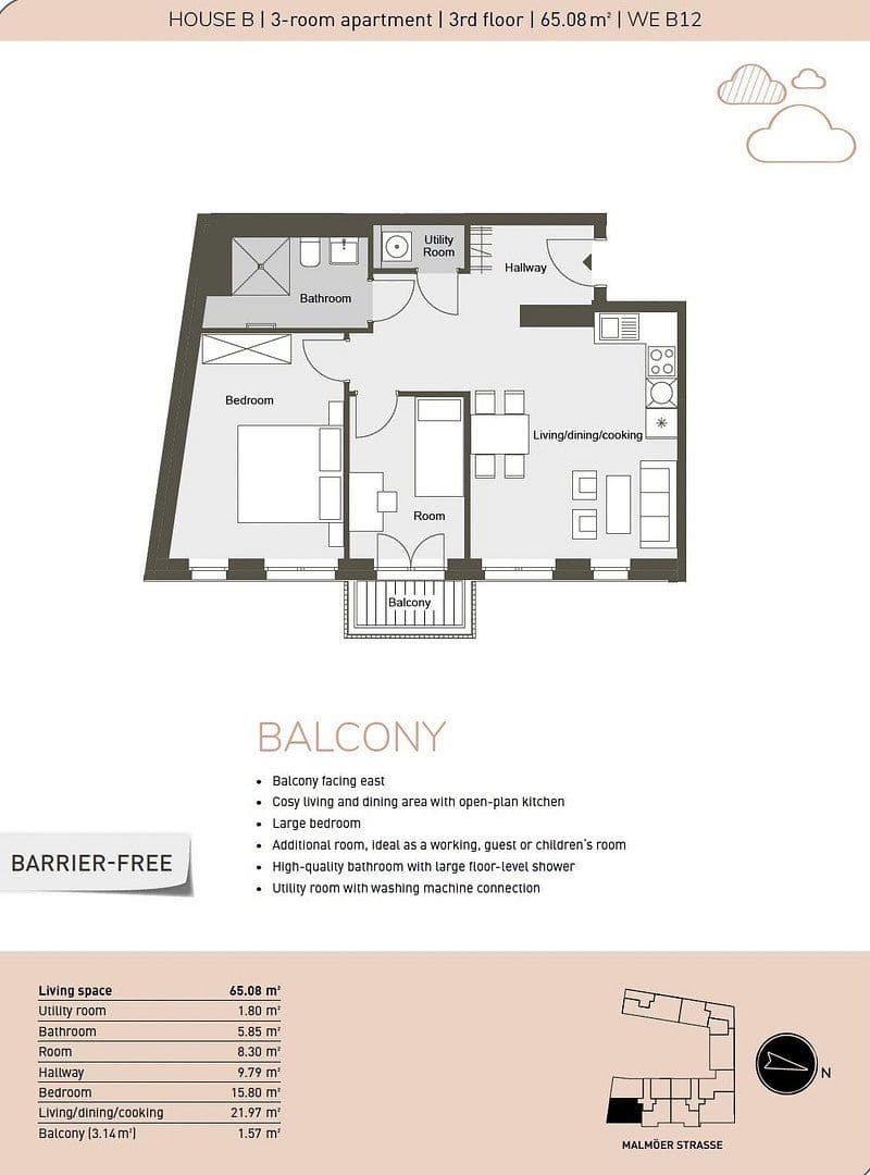 Pronájem bytu 3+1 66 m², Malmöer Straße 28, Berlin, Berlín Pronájem bytu 3+1 66 m², Malmöer Straße 28, Berlin, Berlín