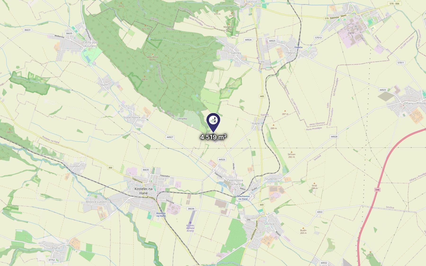 Prodej pozemku 4.519 m², Čelechovice na Hané, Olomoucký kraj Prodej pozemku 4.519 m², Čelechovice na Hané, Olomoucký kraj