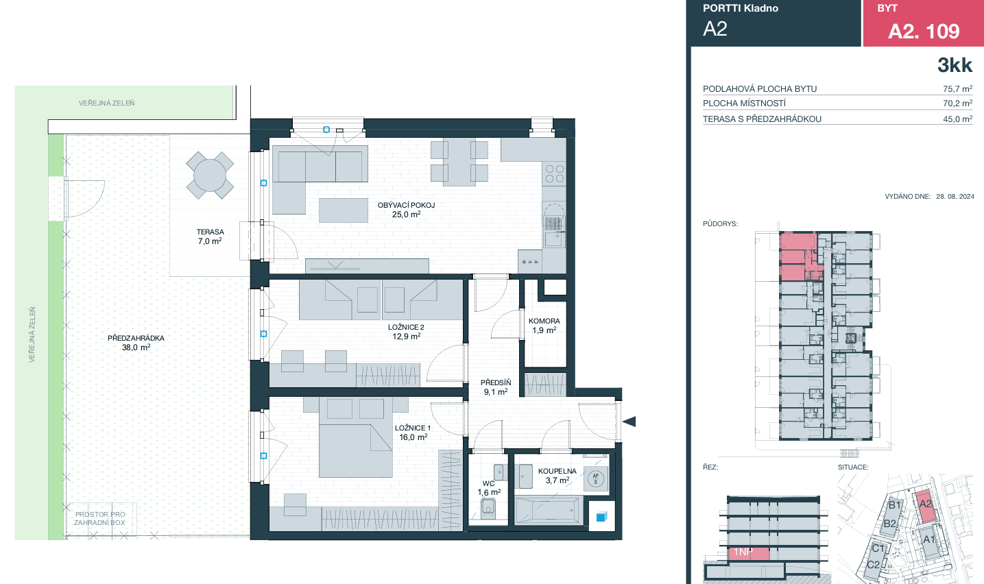 Pronájem bytu 3+kk 76 m², Ke stadionu, Kladno, Středočeský kraj Pronájem bytu 3+kk 76 m², Ke stadionu, Kladno, Středočeský kraj