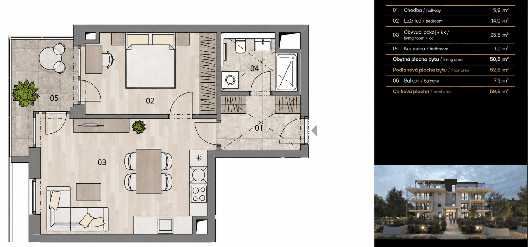 Pronájem bytu 2+kk 53 m², Za Pískovnou, Praha, Praha Pronájem bytu 2+kk 53 m², Za Pískovnou, Praha, Praha