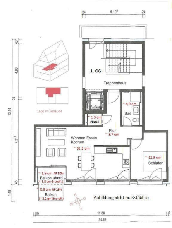 Pronájem bytu 2+1 64 m², Ulm, Bádensko-Württembersko Pronájem bytu 2+1 64 m², Ulm, Bádensko-Württembersko